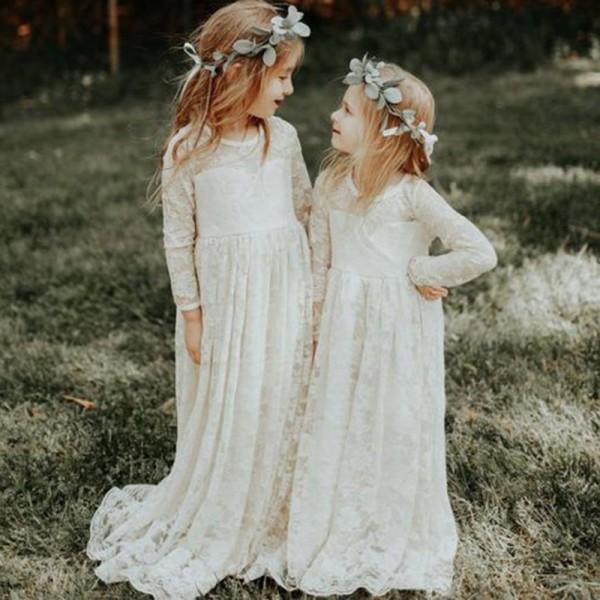 Long lace flower girl clearance dresses