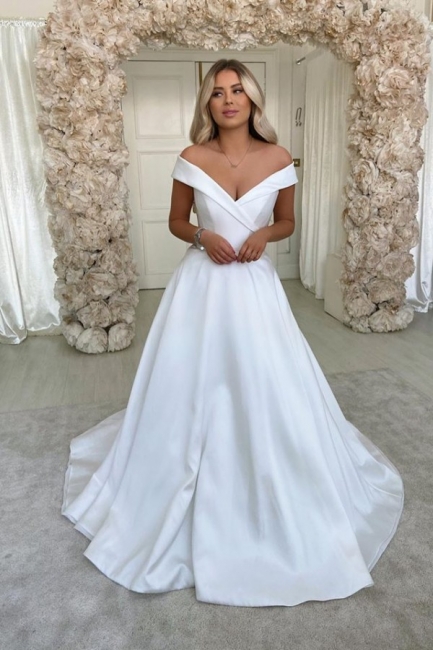 Elegant Off The Shoulder Sweetheart A Line Wedding Dresses