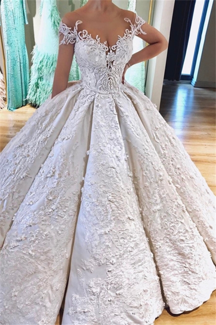 Ball Gown Princess Off the Shoulder Lace Appliques Wedding Dresses