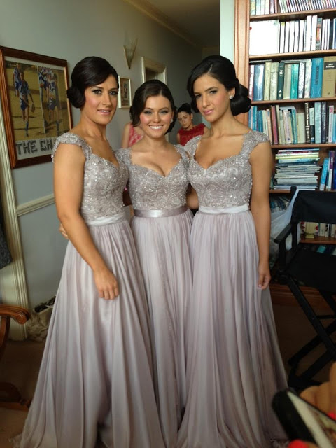 Bridesmaids dresses in silver best sale