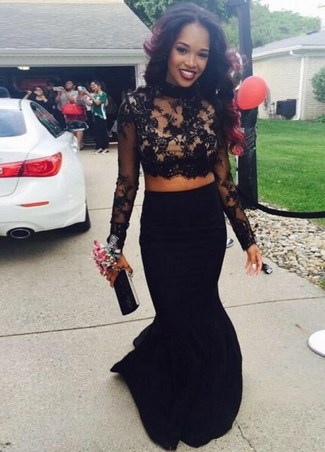 Black high neck prom dress best sale