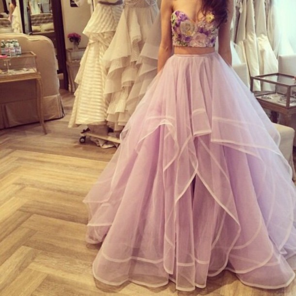 Lilac two clearance piece prom dress