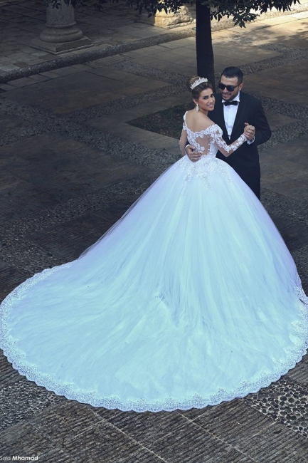 Royal blue and white hotsell wedding dresses with sleeves