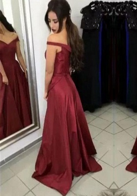 Ruffles Off-the-Shoulder Prom Dresses Simple Sleeveless Sexy Evening Dresses_2