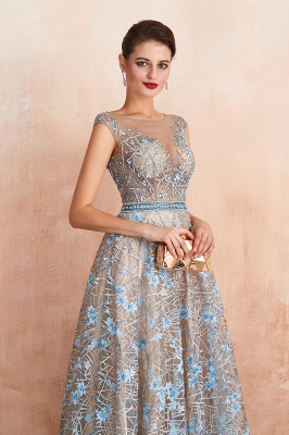 Elegant Jewel Sleeveless Appliques A-line Prom Dresses_7