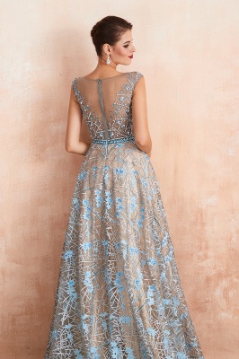 Elegant Jewel Sleeveless Appliques A-line Prom Dresses_9