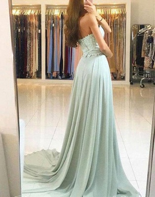 Elegant A-Line Prom Dresses | Sweetheart Lace Appliques Chiffon Evening Dresses_1