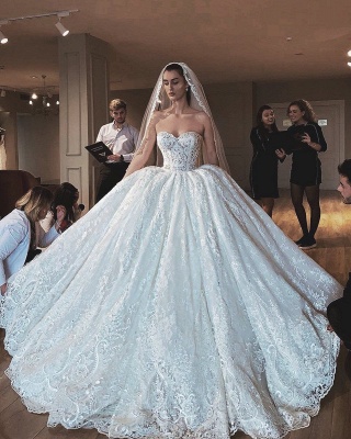 Strapless Princess Lace Wedding Dresses | Sweetheart Ball Gown Bridal Gowns_3