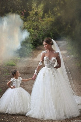 Elegant Tulle Appliques Sleeveless Long Ball Flower Girl Dresses