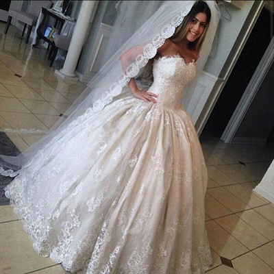 Gorgeous Lace Sweetheart Wedding Dresses Princess Ball-Gown Bridal Gowns_3