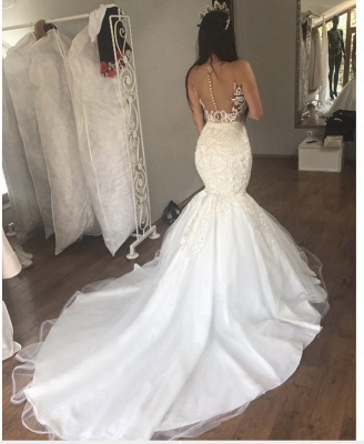 Sexy Lace Mermaid Beach Wedding Dresses | See Through Illusion Back ...