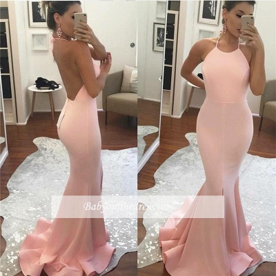 Sleeveless Mermaid Halter Backless Glamorous Prom Dress_1