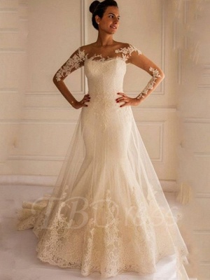 Ivory Layers Mermaid Wedding Dresses_1